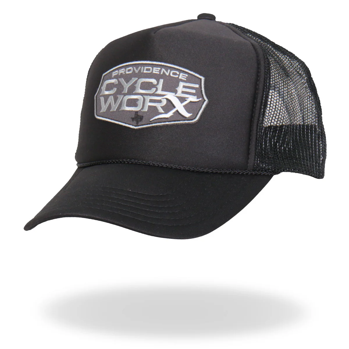 Hot Leathers PWA1006 Official Providence Cycle Worx Gray Patch Snapback Trucker Hat - Image 2