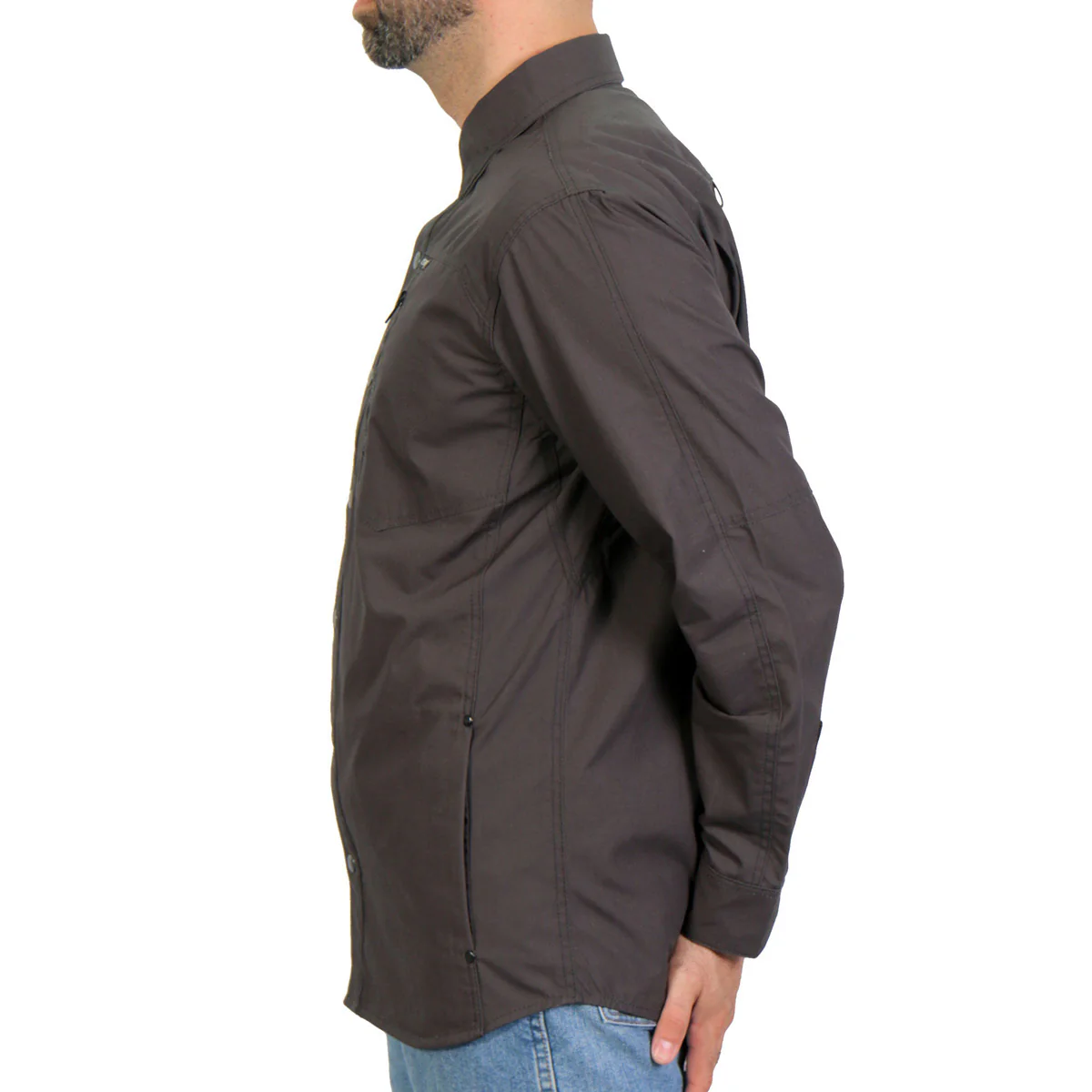 Hot Leathers RSM1001 Men's Black Performance Long Sleeve Riding Shirt - Image 10