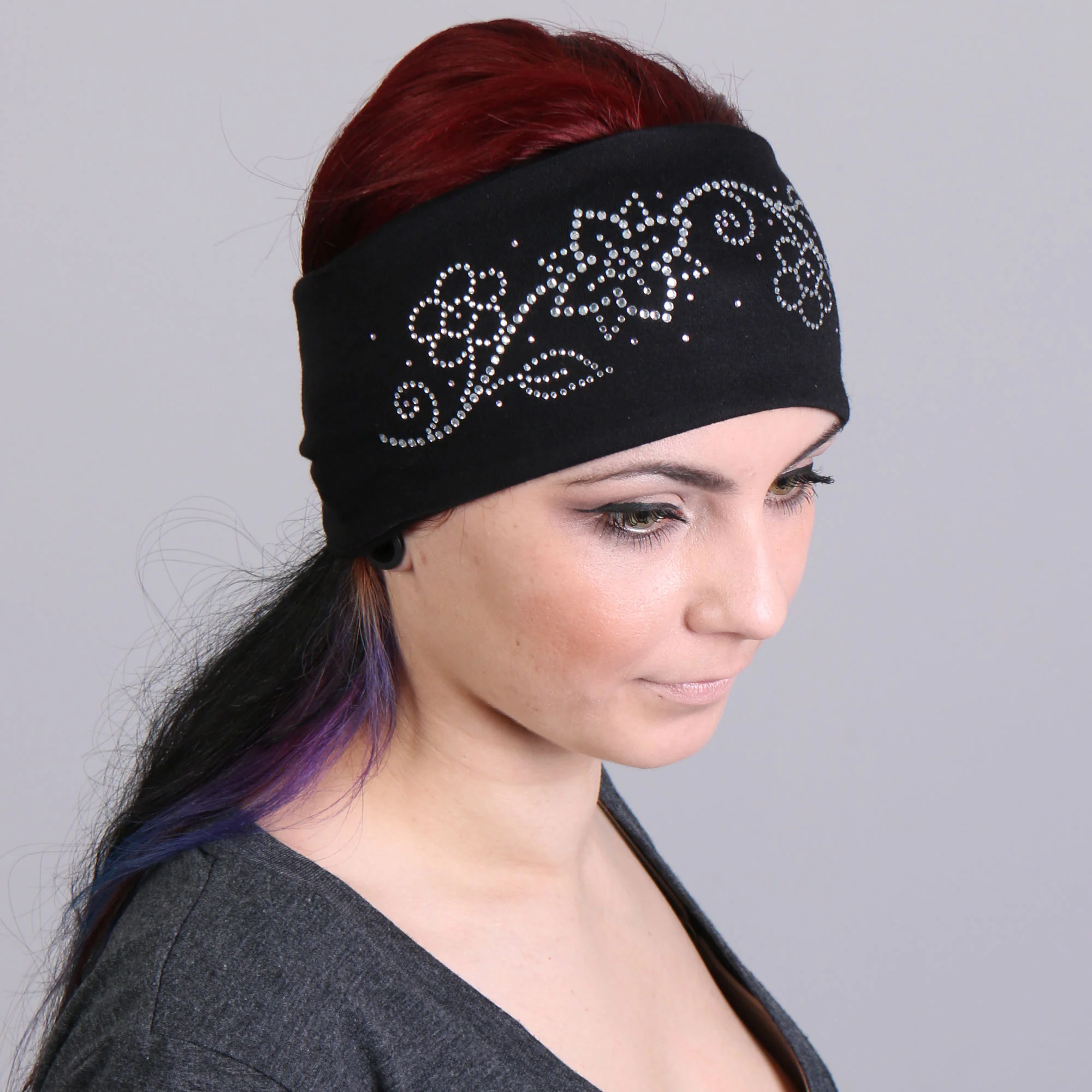 Hot Leathers RWC1005 Original Flowers Bling Headwrap - Image 2