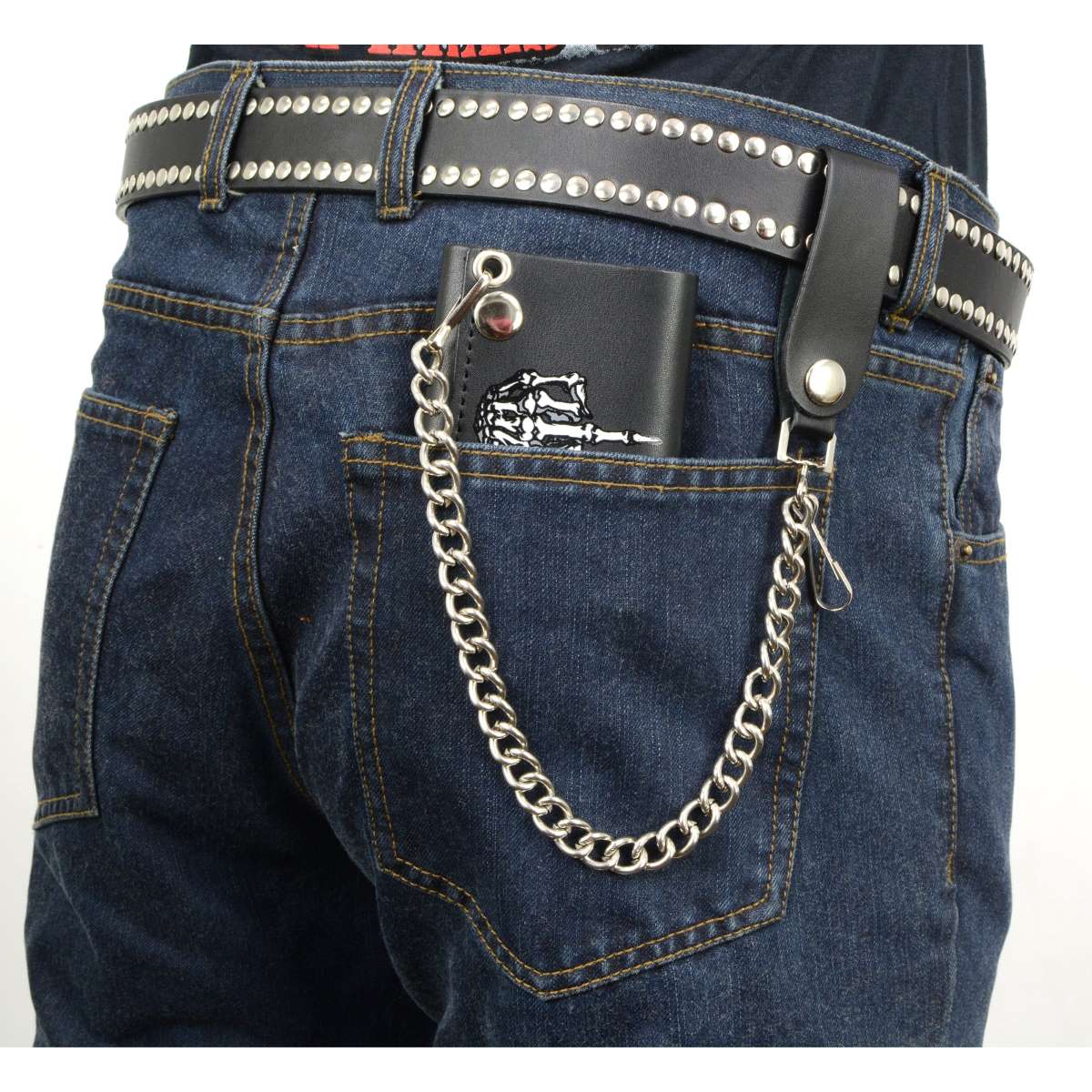 Hot Leathers Skeleton Finger Trifold Wallet WLB1022 - Image 3