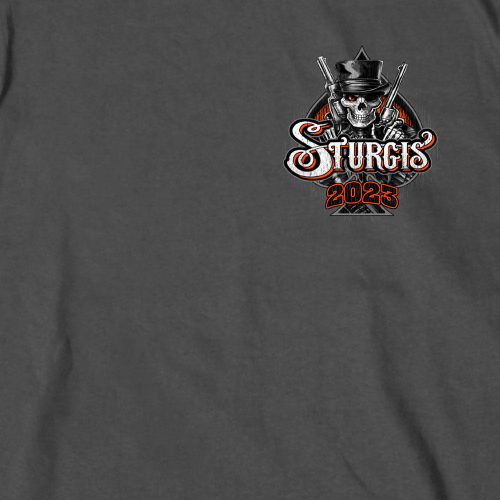 Hot Leathers SPB1073 Men’s Charcoal 2023 Sturgis Gambler Short Sleeve T-Shirt - Image 4
