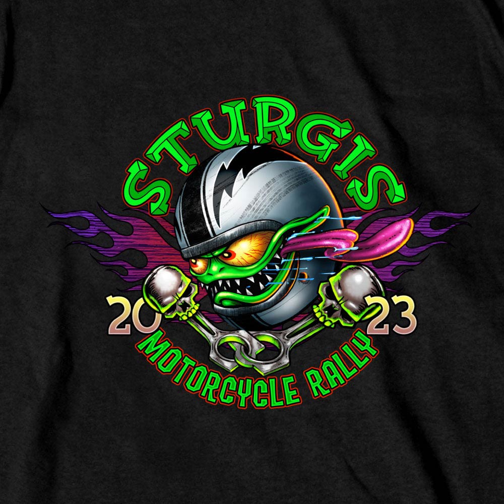 Hot Leathers SPB1077 Men’s Black Sturgis 2023 Bobber Monster Short Sleeve T-Shirt - Image 3