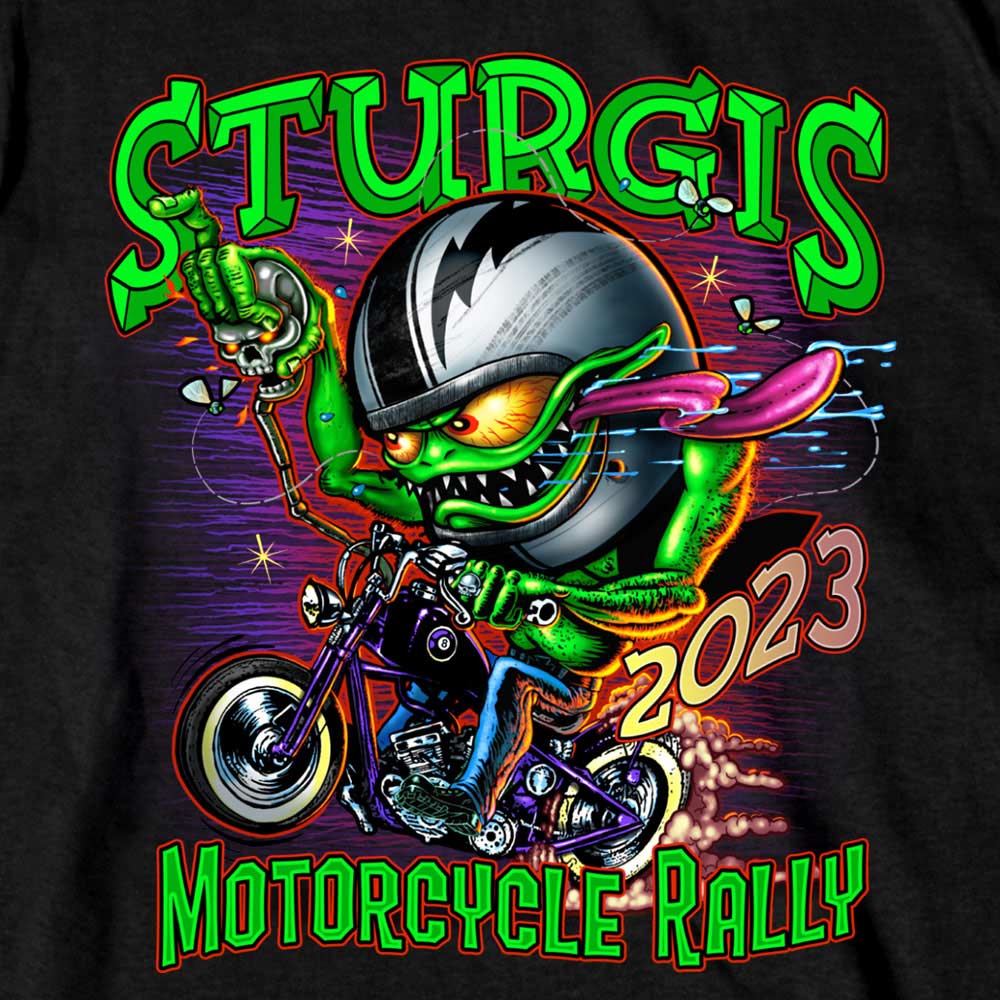 Hot Leathers SPB1077 Men’s Black Sturgis 2023 Bobber Monster Short Sleeve T-Shirt - Image 4