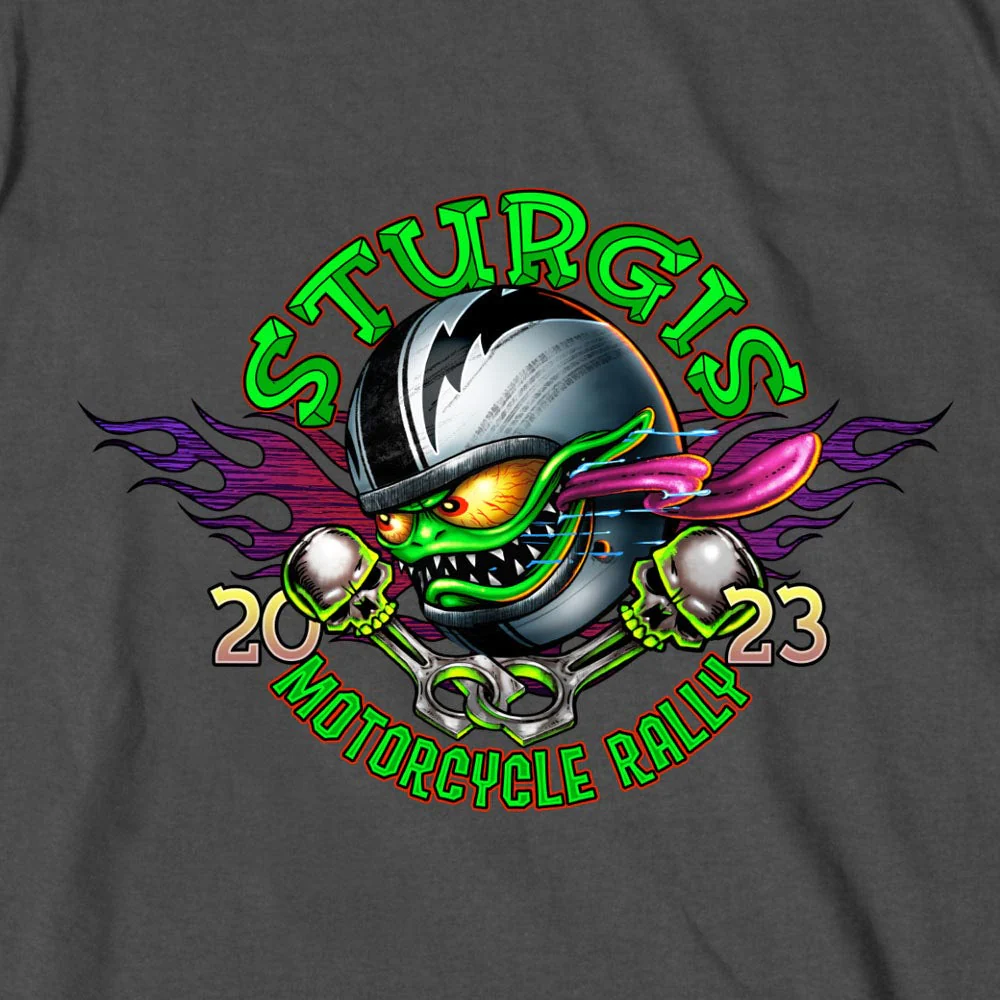 Hot Leathers SPB1079 Men’s Charcoal Sturgis 2023 Bobber Monster Short Sleeve T-Shirt - Image 2
