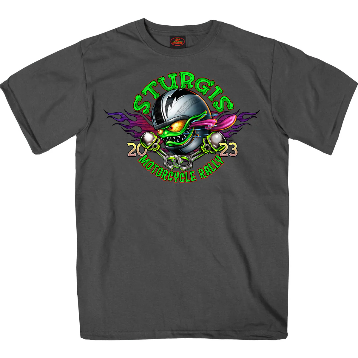 Hot Leathers SPB1079 Men’s Charcoal Sturgis 2023 Bobber Monster Short Sleeve T-Shirt - Image 3