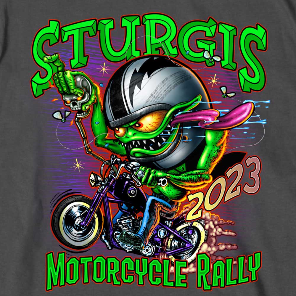 Hot Leathers SPB1079 Men’s Charcoal Sturgis 2023 Bobber Monster Short Sleeve T-Shirt - Image 4