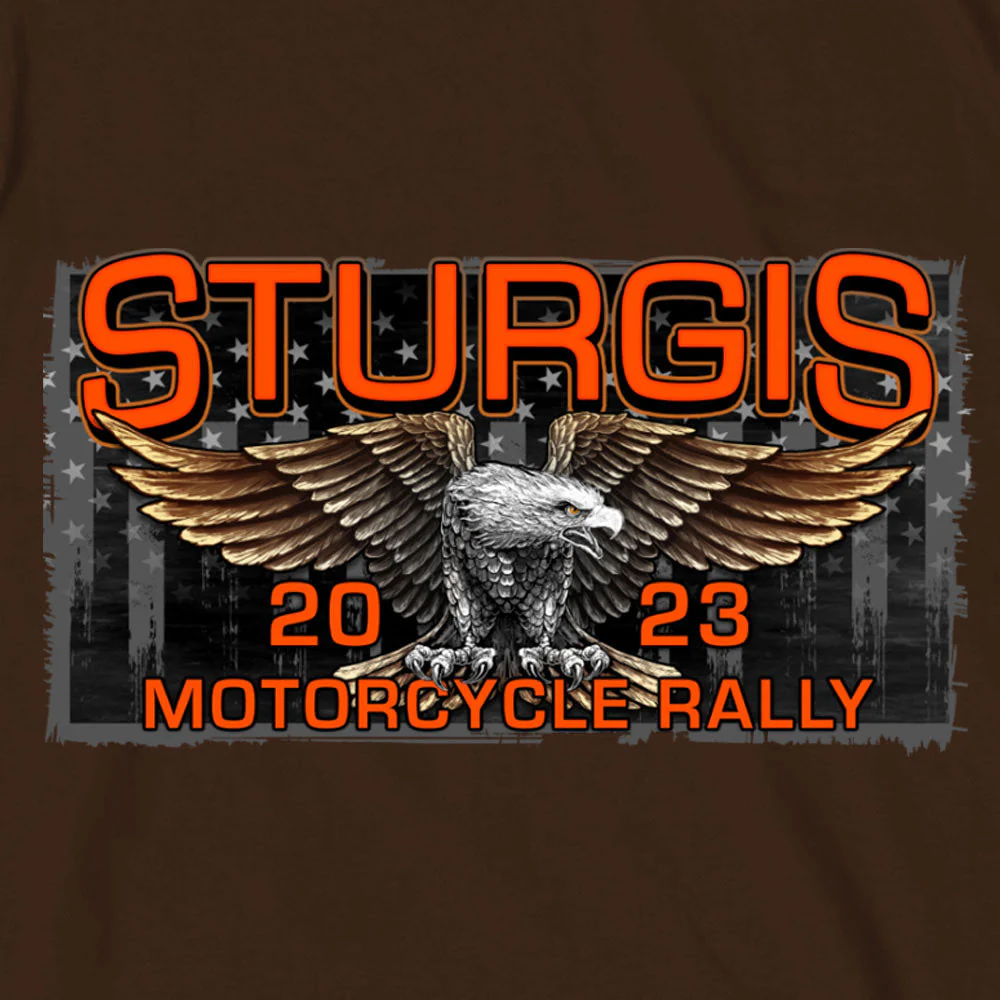 Hot Leathers SPB1084 Men’s Dark Chocolate Sturgis 2023 Main Street T-Shirt - Image 2
