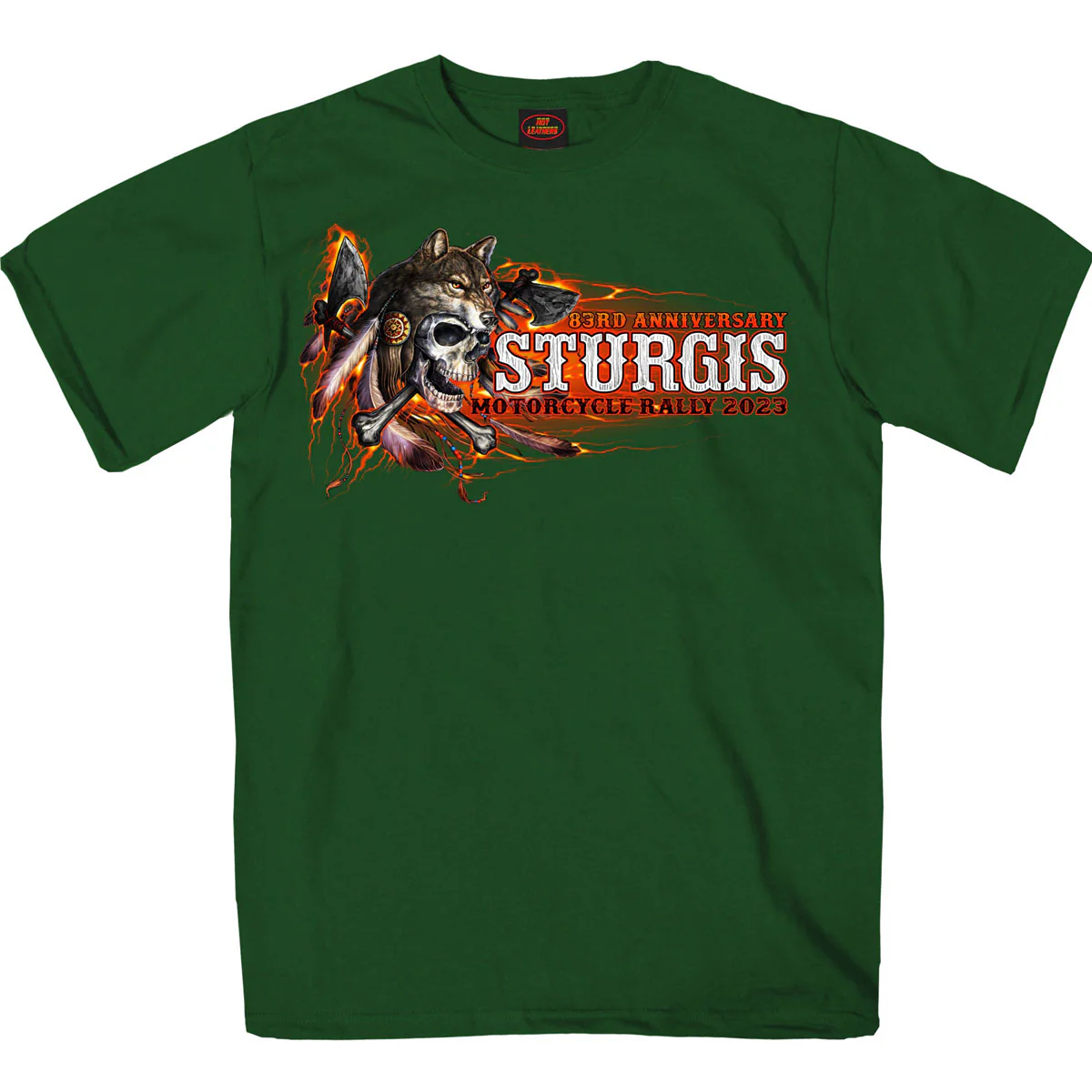 Hot Leathers SPB1087 Men’s Forest Green 2023 Sturgis Native Wolf T-Shirt - Image 3