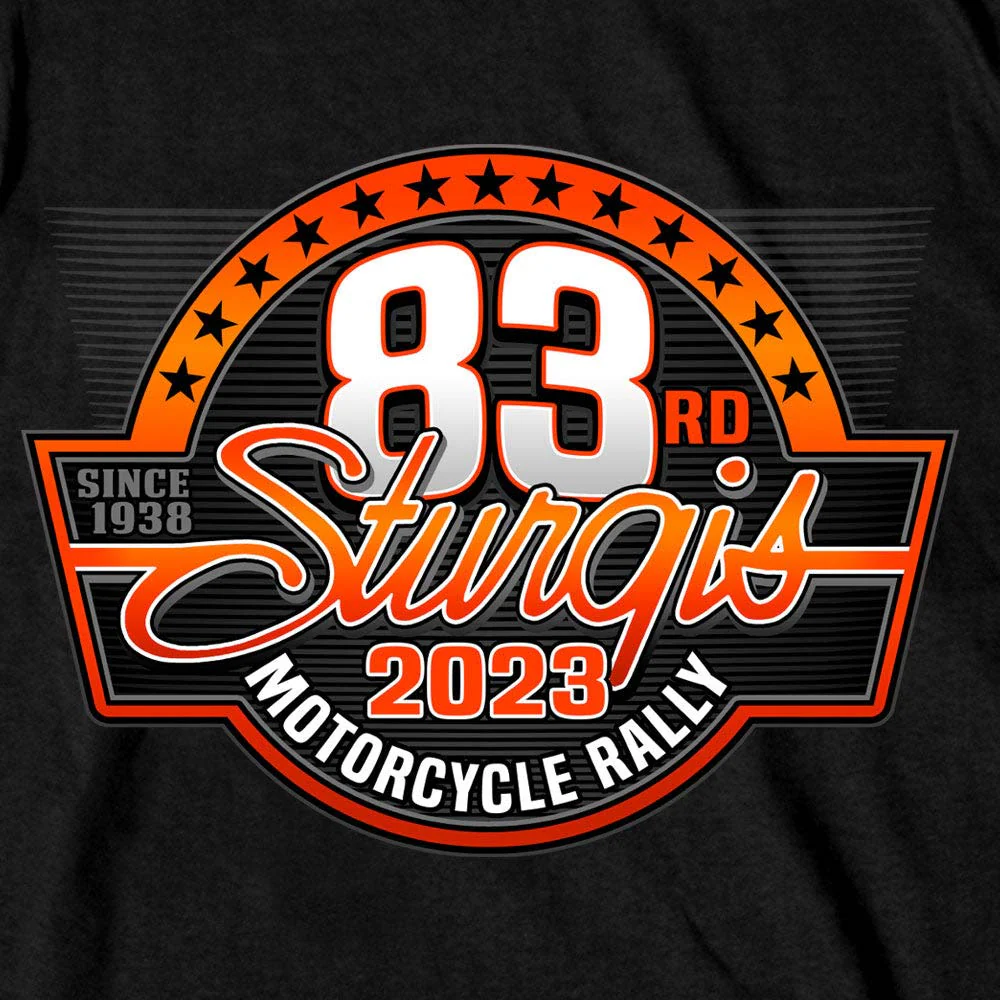 Hot Leathers SPB1090 Men’s Black 2023 Sturgis Rally Logo Double Sided T-Shirt - Image 2