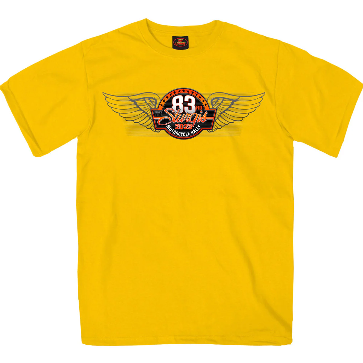 Hot Leathers SPB1092 Men’s Yellow 2023 Sturgis Rally Logo Double Sided T-Shirt - Image 3