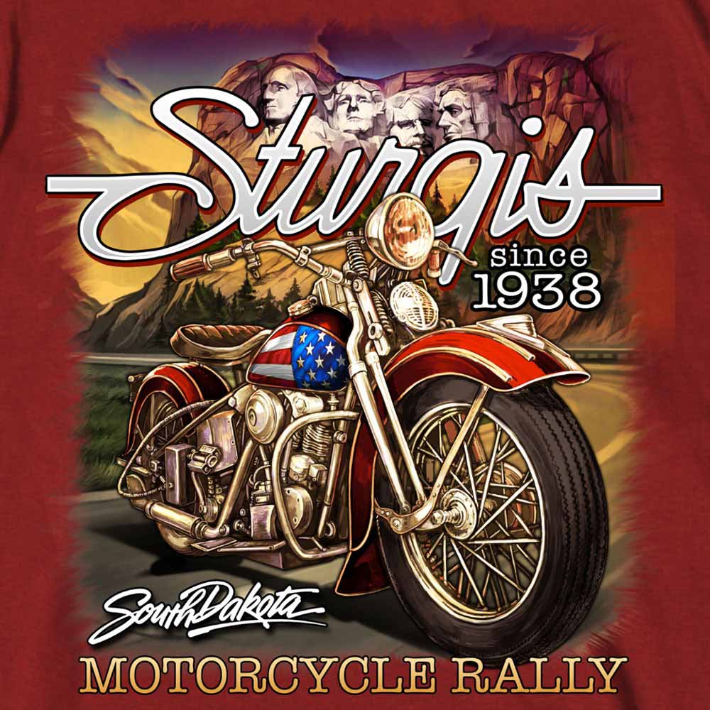 Hot Leathers SPB1096 Men’s Dark Red 2023 Sturgis Rushmore T-Shirt - Image 4
