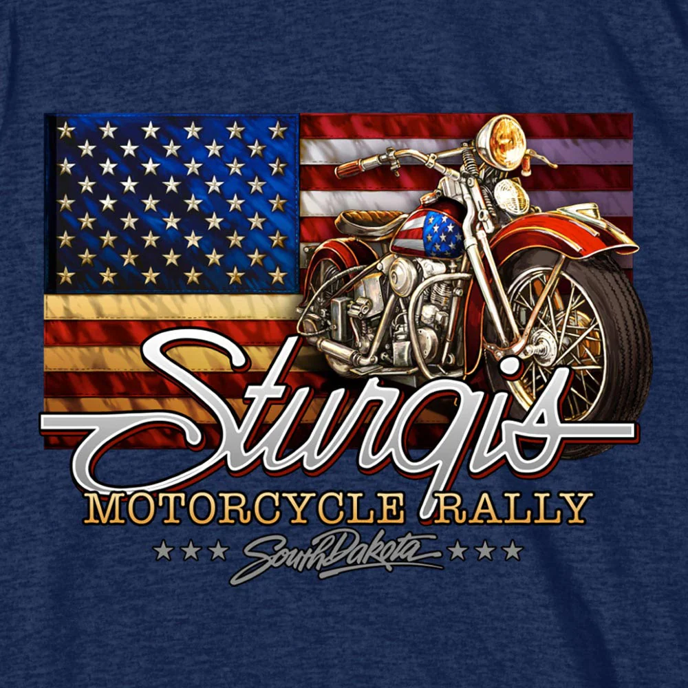 Hot Leathers SPB1097 Men’s Heather Navy 2023 Sturgis Rushmore T-Shirt - Image 2