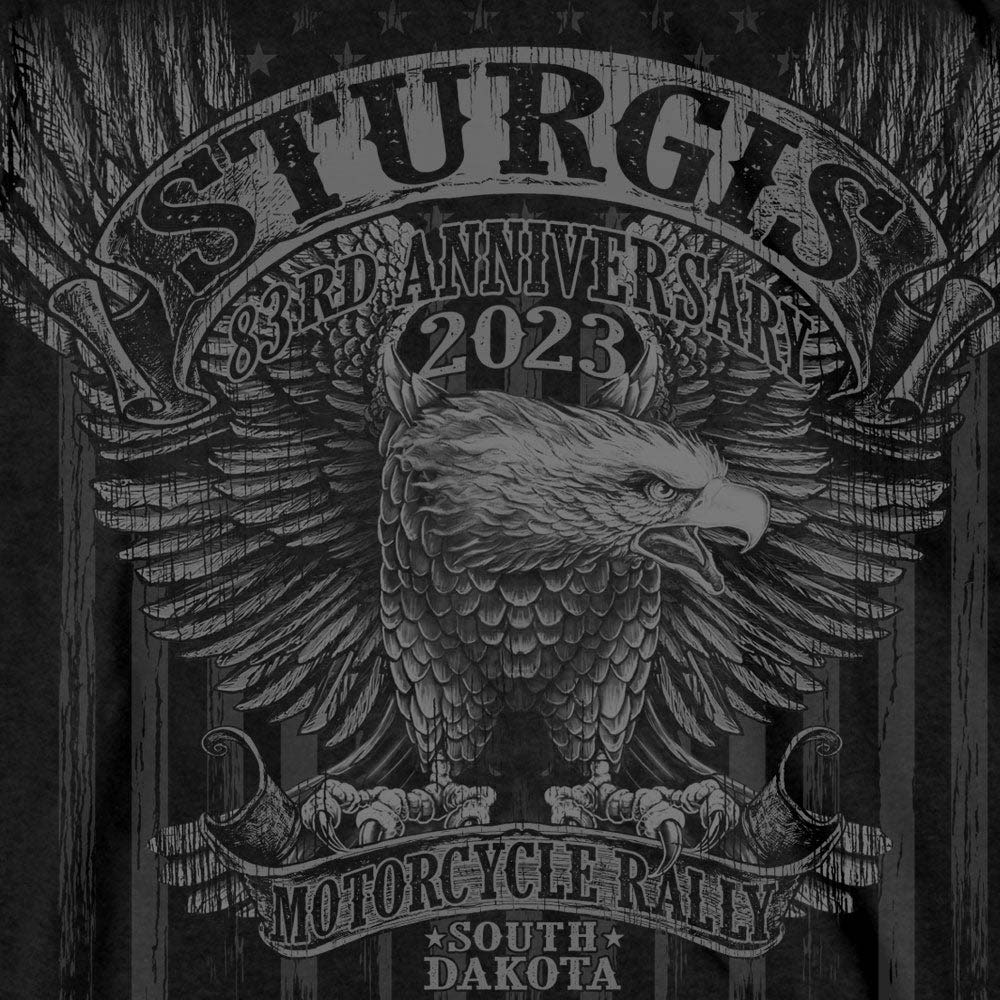 Hot Leathers SPB1099 Men’s Black 2023 Sturgis Upwing Jumbo Short Sleeve T-Shirt - Image 2