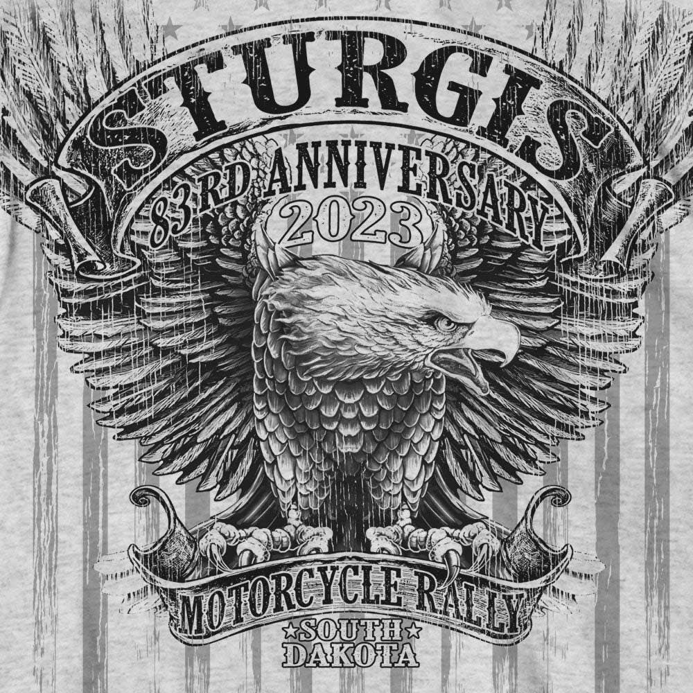 Hot Leathers SPB1101 Men’s Ash 2023 Sturgis Upwing Jumbo Short Sleeve T-Shirt - Image 2