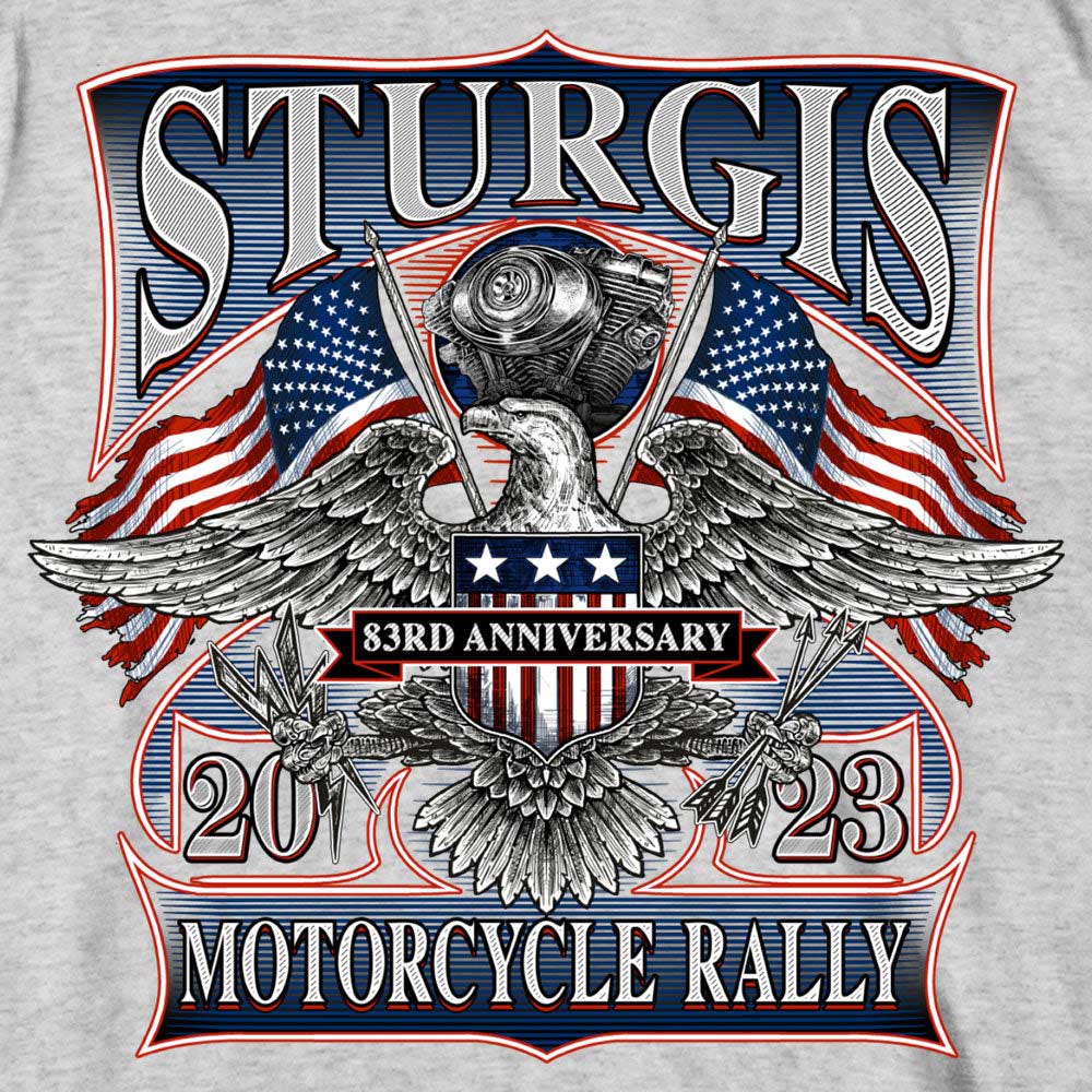 Hot Leathers SPB1106 Men’s 2023 Sturgis Vintage Patriot Ash T-Shirt - Image 4