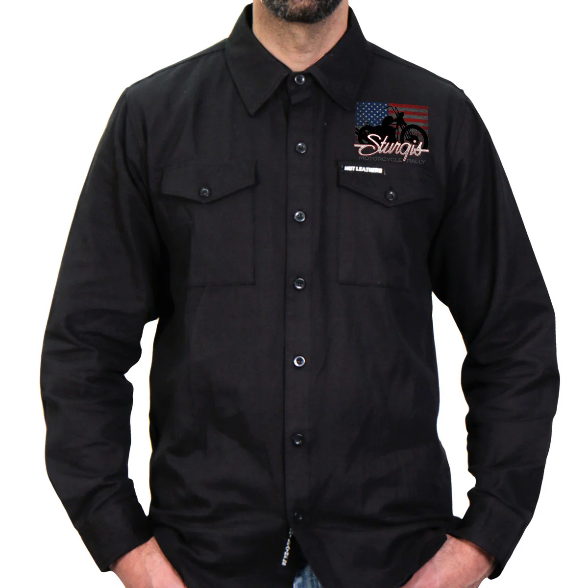 Hot Leathers SPB2081 Men's Black Sturgis 2023 Chopper Flag Flannel - Image 2