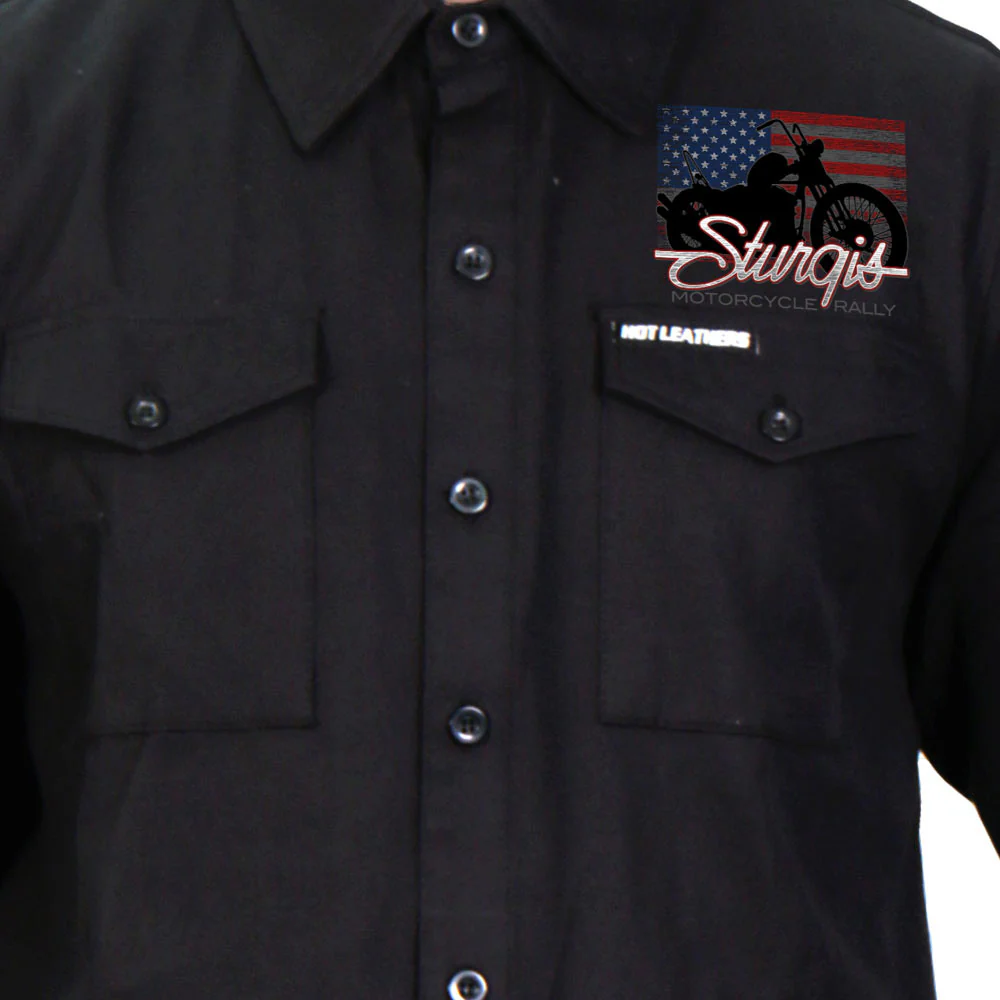 Hot Leathers SPB2081 Men's Black Sturgis 2023 Chopper Flag Flannel - Image 3
