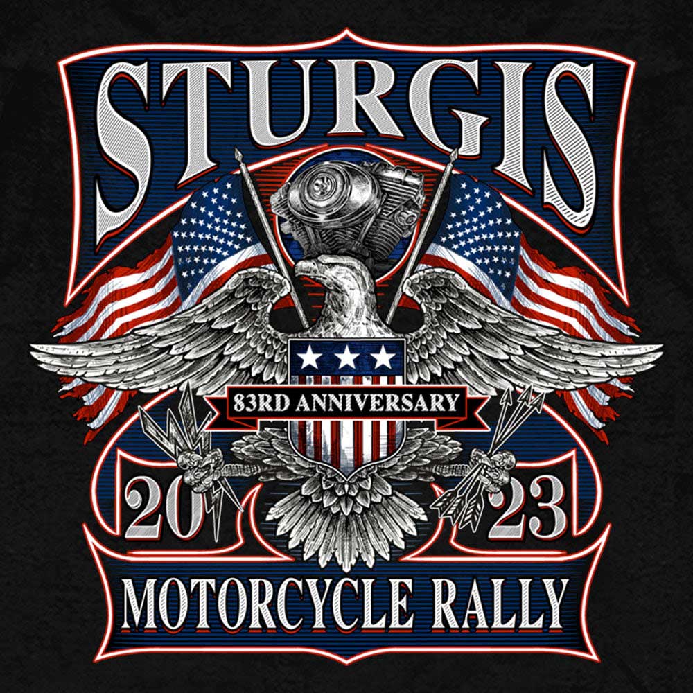 Hot Leathers SPB4013 Men’s 2023 Sturgis Vintage Patriot Black Hoodie - Image 5