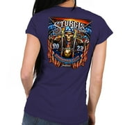 Hot Leathers SPL1825 Women's Navy Blue 2023 Sturgis # 1 American Lady Double Sided T-Shirt - Image 6