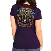 Hot Leathers SPL1826 Women's Heather Purple 2023 Sturgis # 1 American Lady Double Sided T-Shirt - Image 4