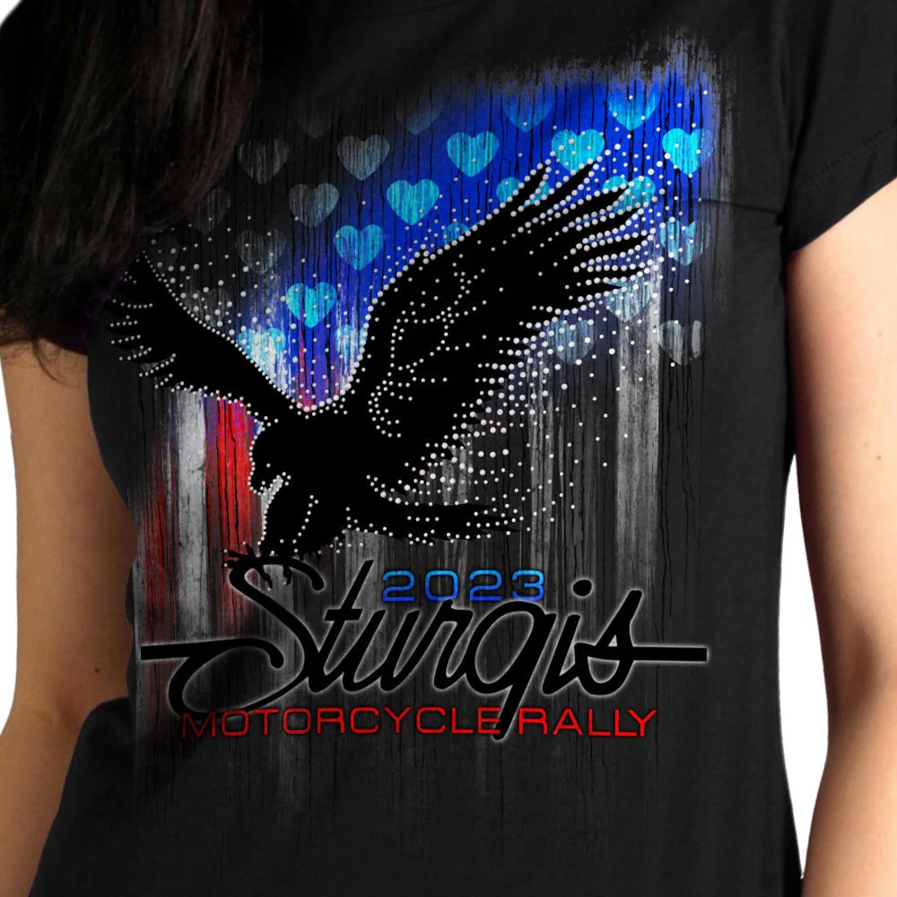 Hot Leathers SPL1835 Women's Black 2023 Sturgis Bling Eagle T-Shirt - Image 2