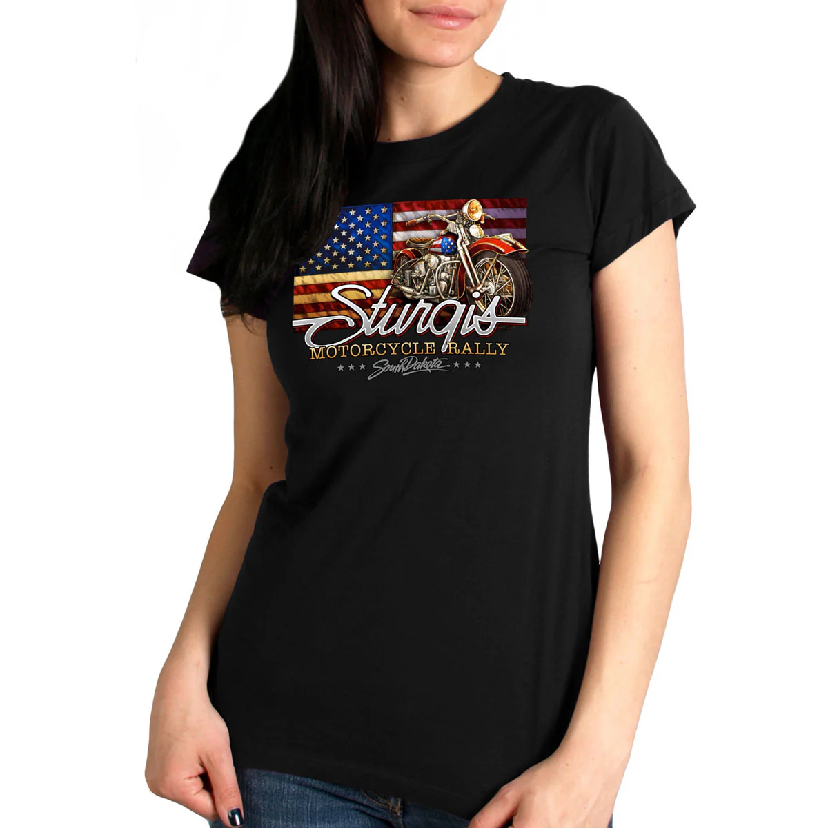 Hot Leathers SPL1852 Women's Black 2023 Sturgis Rally Rushmore T-Shirt - Image 2