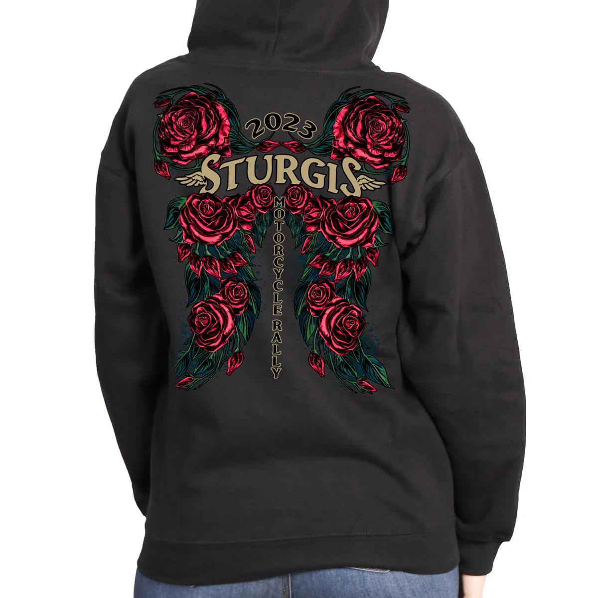 Hot Leathers SPL4848 Women's Black 2023 Sturgis Rose Wings Hoodie - Image 2