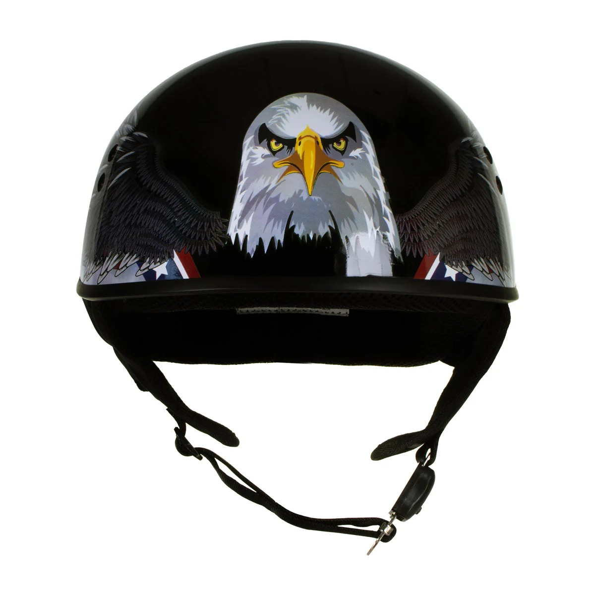 Hot Leathers HLT68 Eagle Black Advanced DOT Approved Motorcycle Skull Cap Half Helmet Biker - Image 5