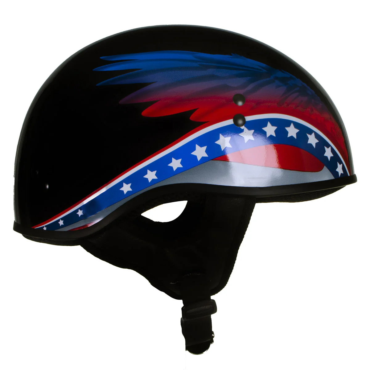 Hot Leathers HLT68 Eagle Wings Black Advanced DOT Approved Motorcycle Skull Cap Half Helmet - Image 8