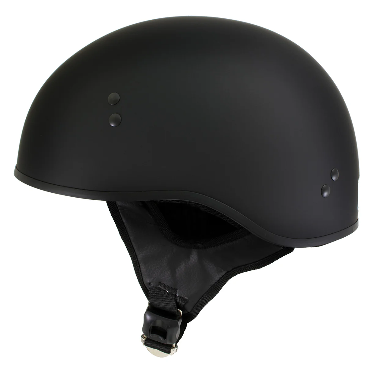 Hot Leathers HLT68-SP Flat Black The O.G. No Logo Motorcycle DOT Skull Cap Half Helmet Biker - Image 5