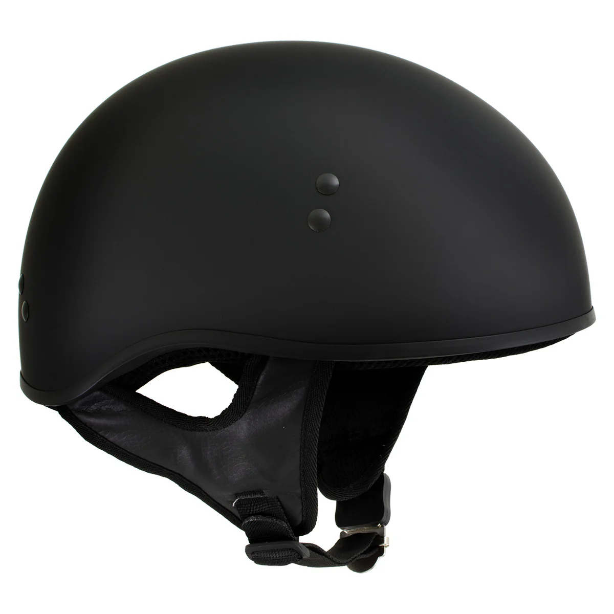 Hot Leathers HLT68-SP Flat Black The O.G. No Logo Motorcycle DOT Skull Cap Half Helmet Biker - Image 6