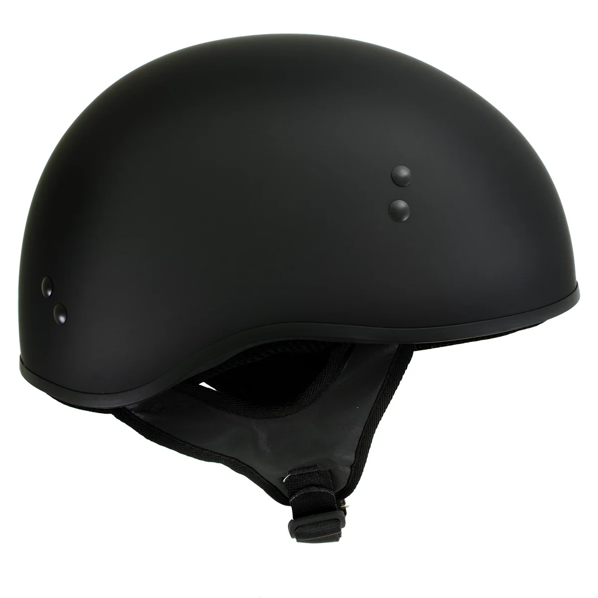 Hot Leathers HLT68-SP Flat Black The O.G. No Logo Motorcycle DOT Skull Cap Half Helmet Biker - Image 7