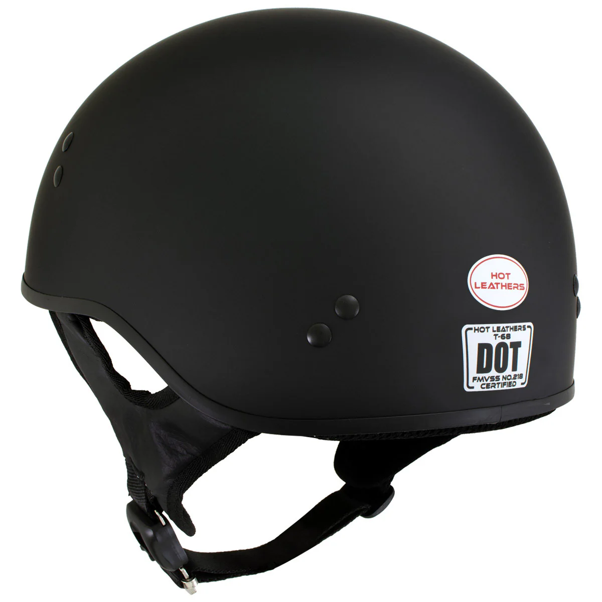 Hot Leathers HLT68-SP Flat Black The O.G. No Logo Motorcycle DOT Skull Cap Half Helmet Biker - Image 9