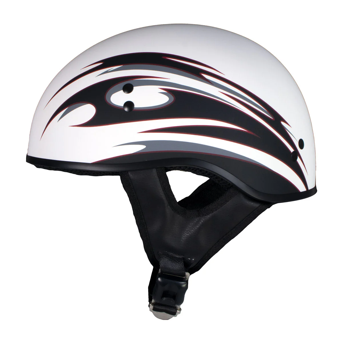 Hot Leathers Tribal White Motorcycle Skull Cap Half Helmet DOT Approved HLT68 - Image 8