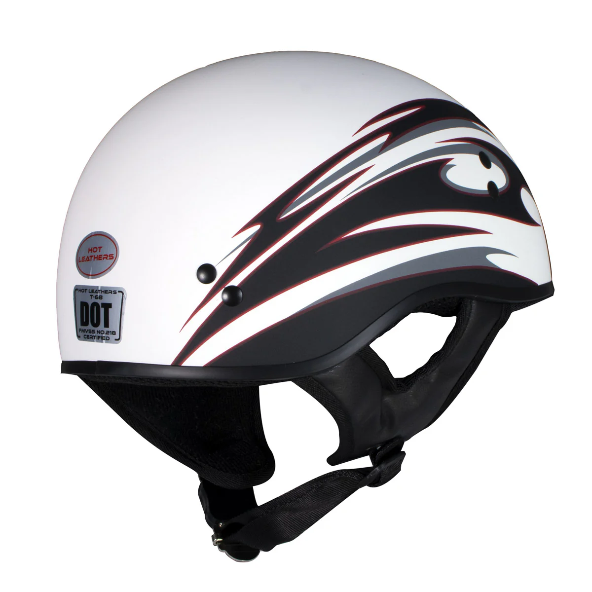 Hot Leathers Tribal White Motorcycle Skull Cap Half Helmet DOT Approved HLT68 - Image 9