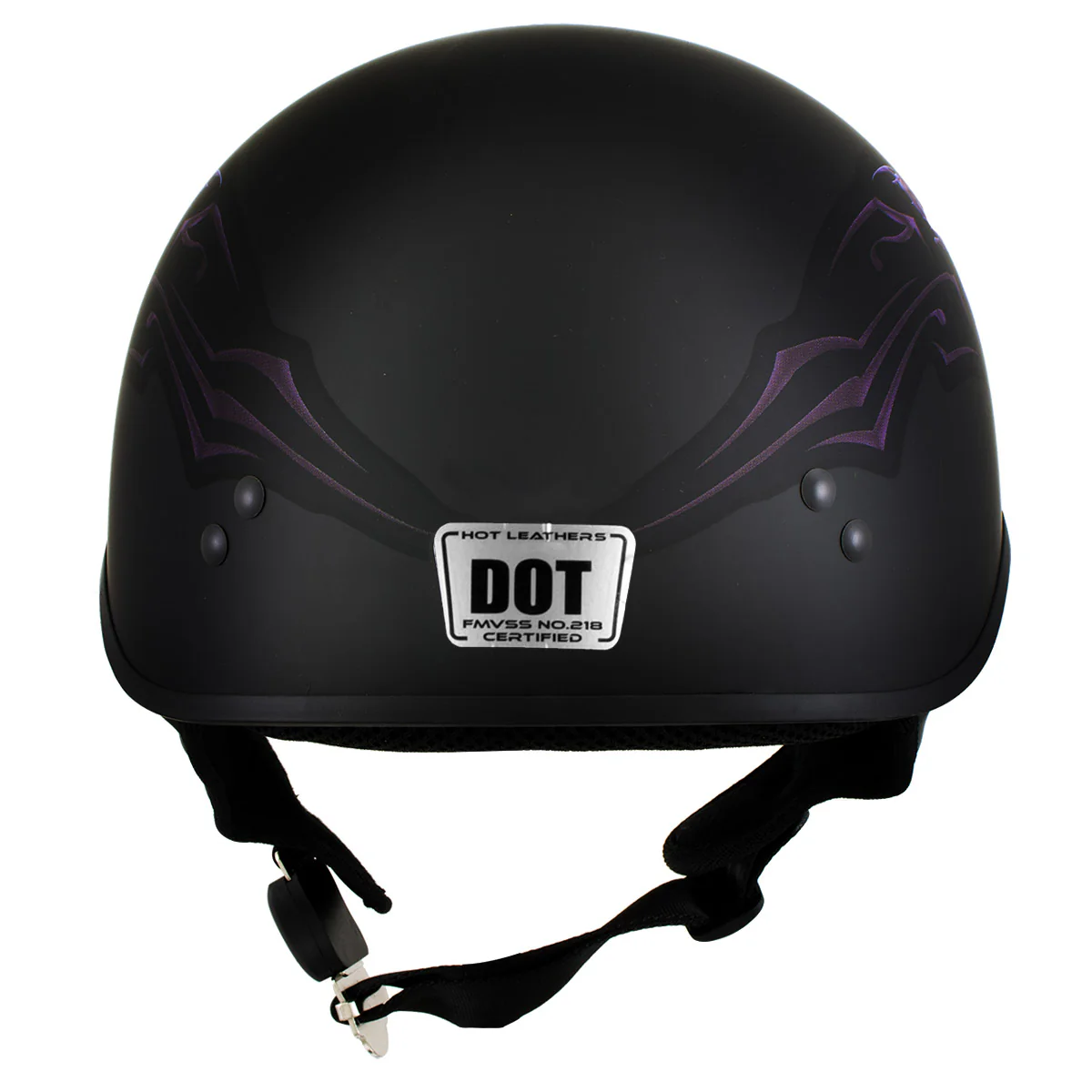 Hot Leathers HLT70 Purple Butterfly Glossy Black DOT Motorcycle Half Face Biker Helmet - Image 2