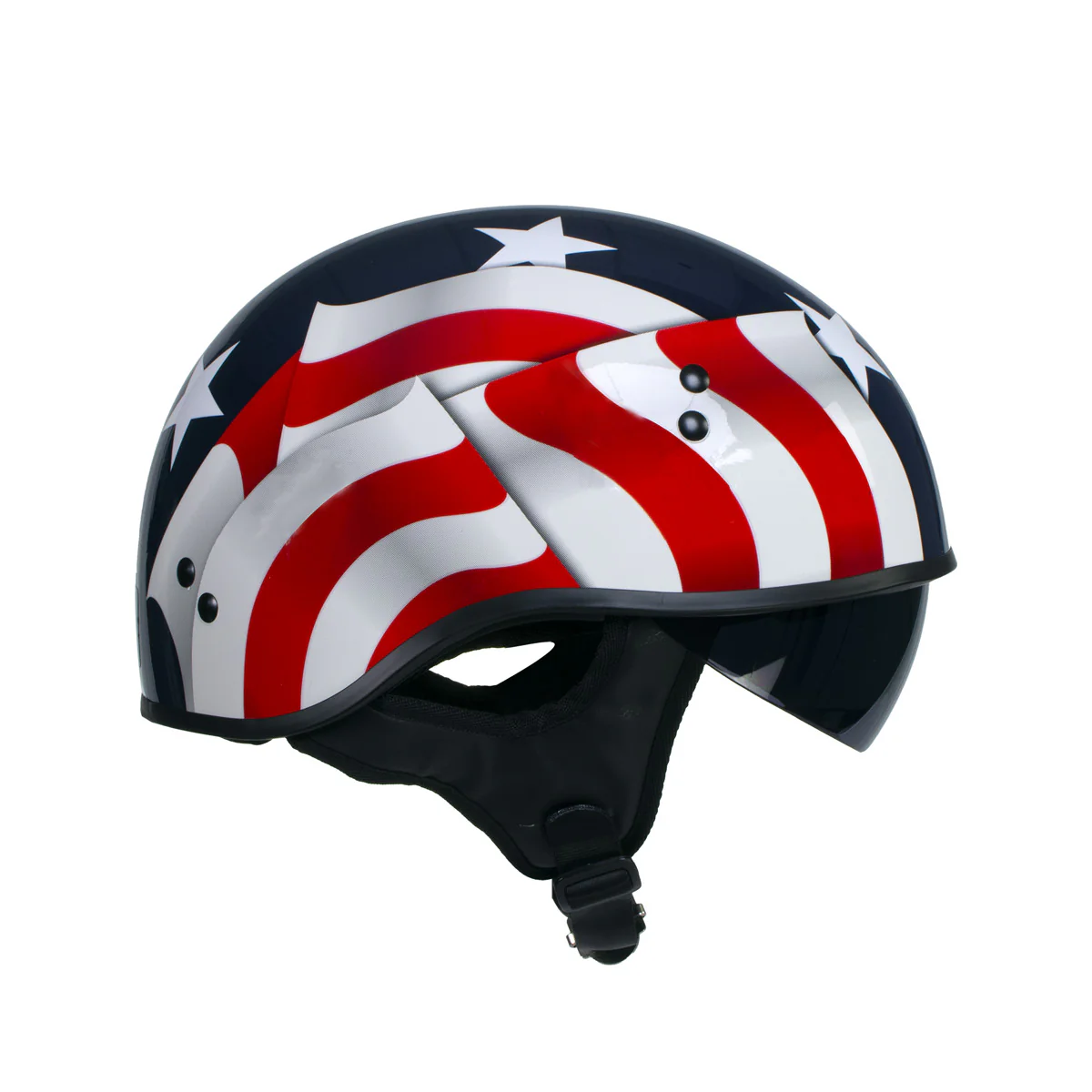 Hot Leathers T72 Blue Flag Advanced DOT Motorcycle Half Helmet Biker w/ Drop Down Visor - Image 6