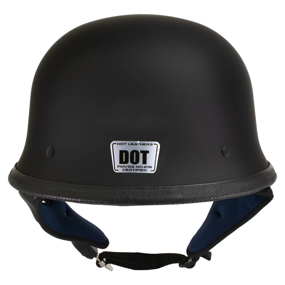 Hot Leathers Flat Black The Hanz German Style Vintage Motorcycle Half Helmet HLT75 - Image 2
