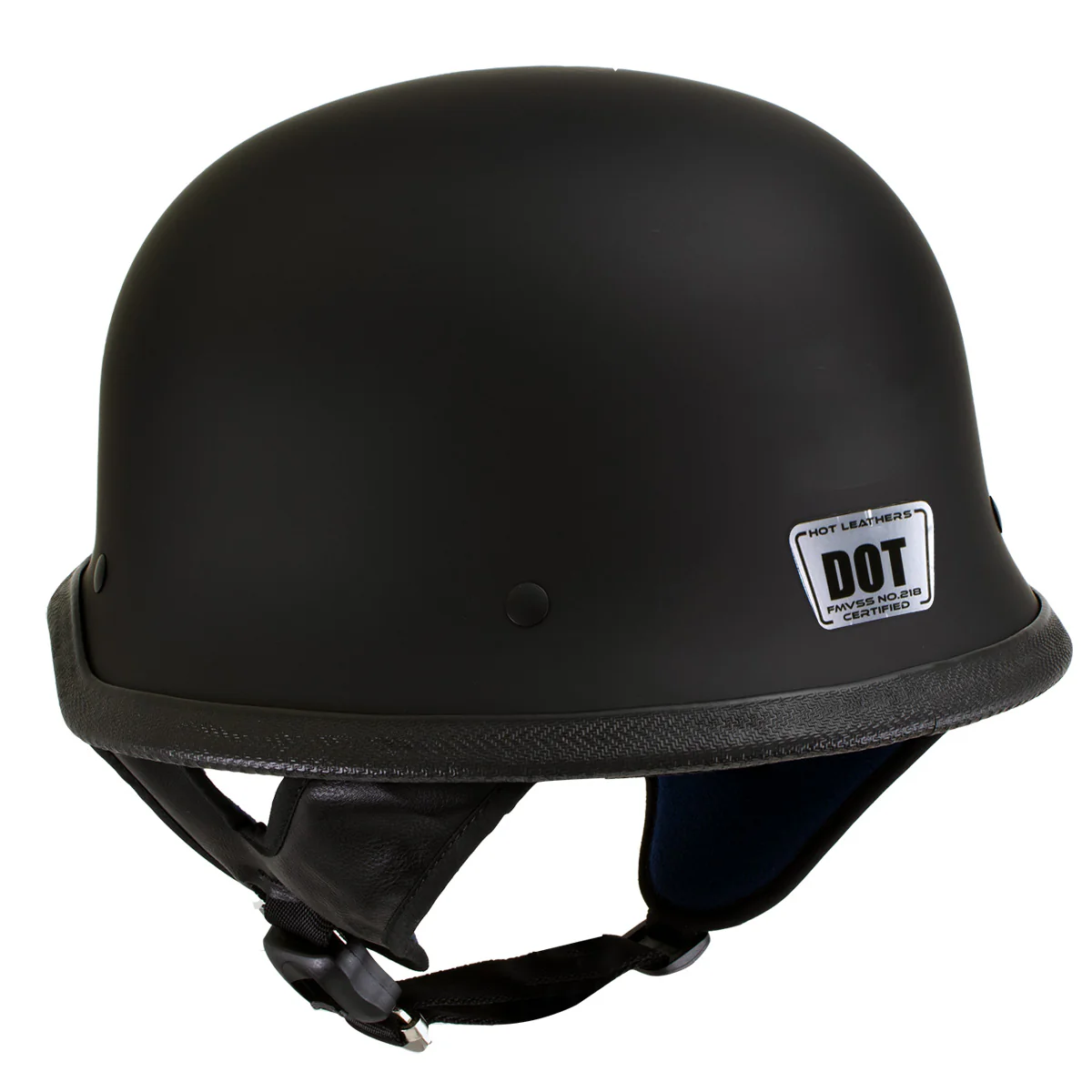 Hot Leathers Flat Black The Hanz German Style Vintage Motorcycle Half Helmet HLT75 - Image 8