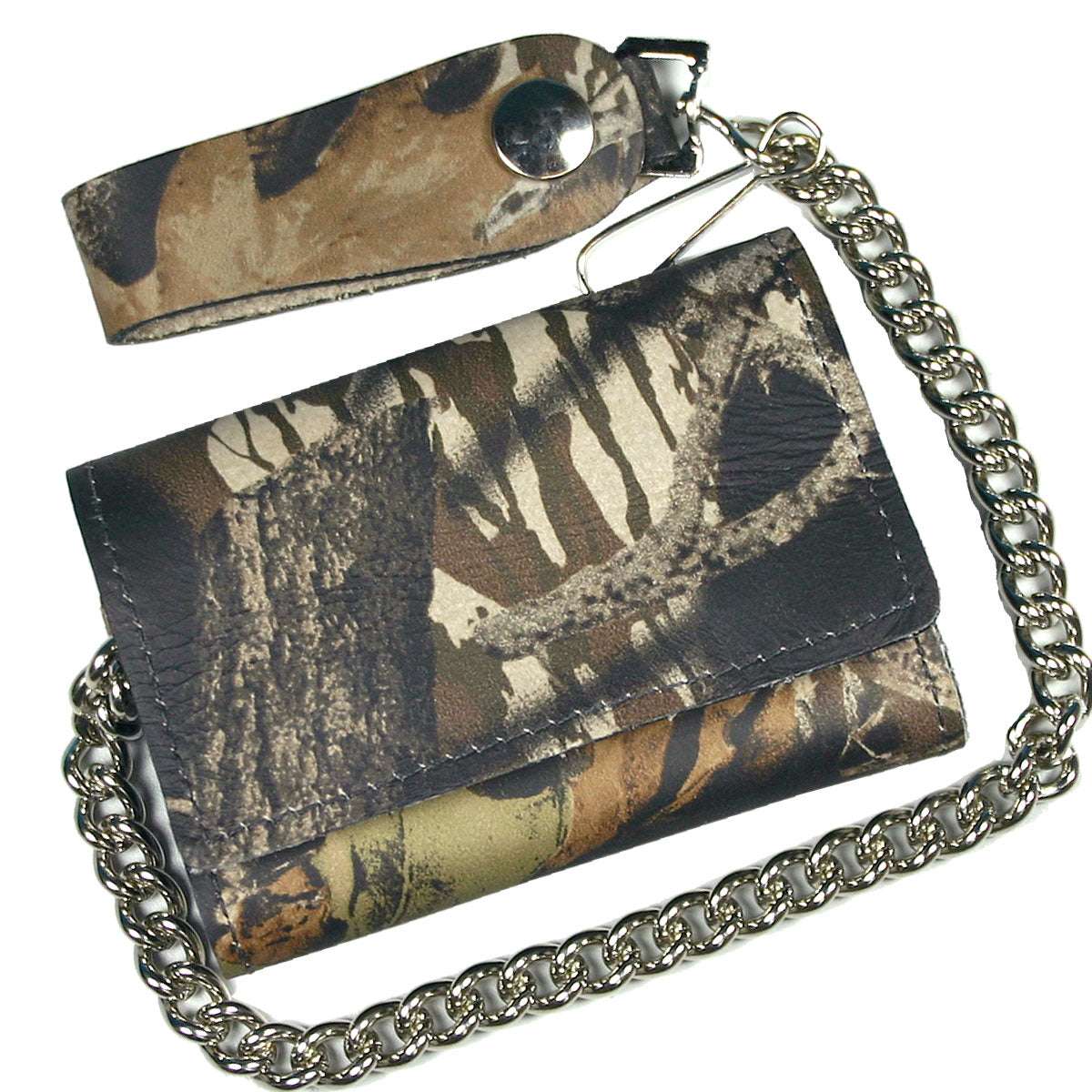 Hot Leathers Tri Fold Wallet Camo with Chain WLC3003 - Image 2