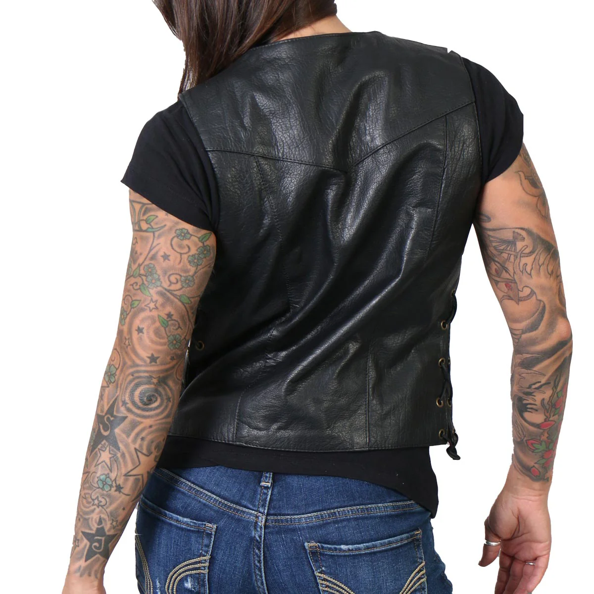 Hot Leathers VSL1008 Ladies Black 'Ten Pocket' Leather Vest - Image 2