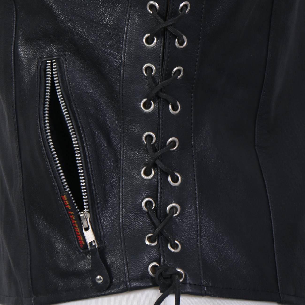 Hot Leathers VSL1009 Ladies Black Lambskin Vest with Grommet Accents - Image 6