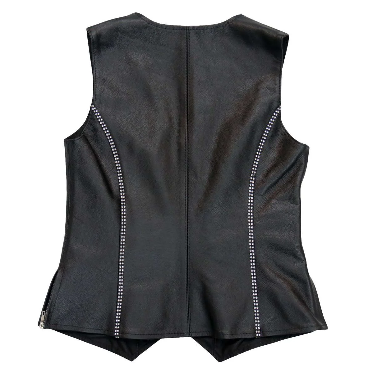 Hot Leathers VSL1016 Ladies 'Rhinestone' Black Leather MC Vest - Image 10