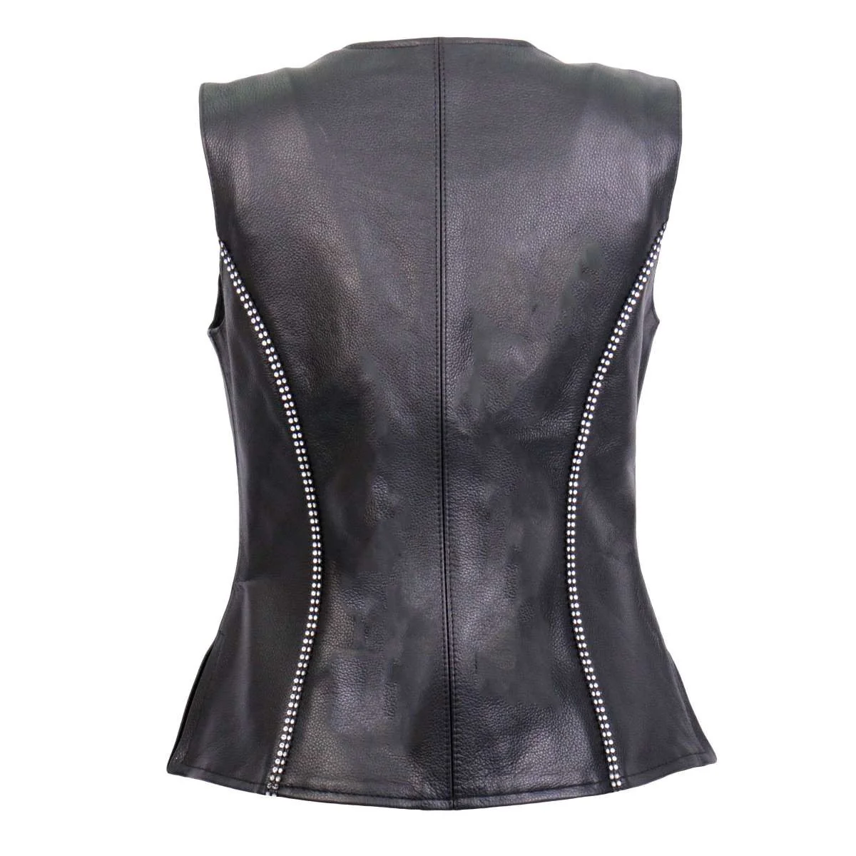 Hot Leathers VSL1016 Ladies 'Rhinestone' Black Leather MC Vest - Image 2
