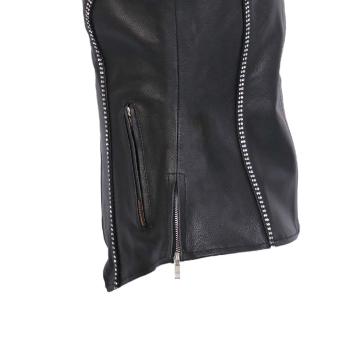 Hot Leathers VSL1016 Ladies 'Rhinestone' Black Leather MC Vest - Image 3