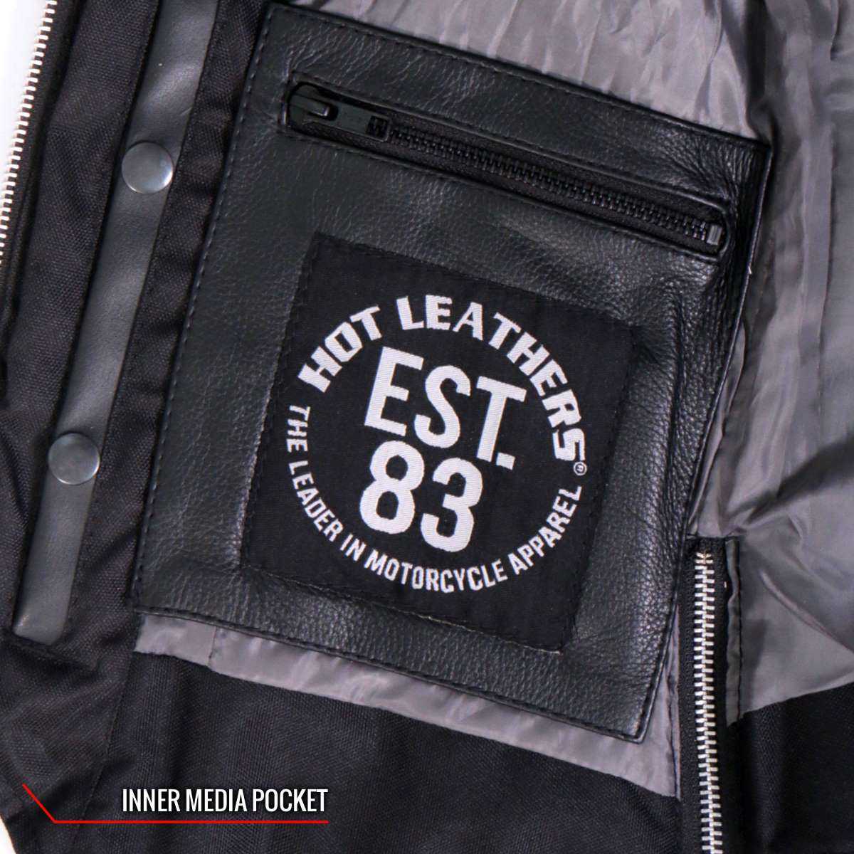 Hot Leathers VSL1016 Ladies 'Rhinestone' Black Leather MC Vest - Image 8