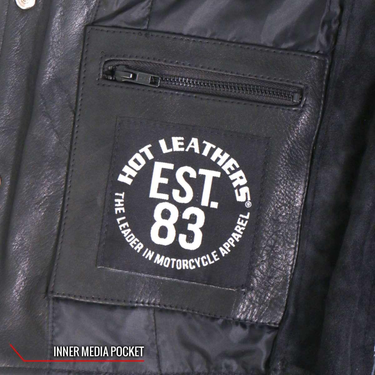 Hot Leathers VSL1019 Ladies 'Red Rose' Lined Black Leather MC Vest - Image 6