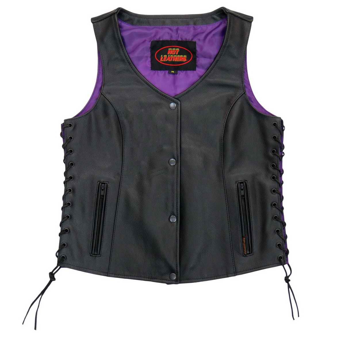 Hot Leathers VSL2001 Ladies Black 'Fleur De Lis Cross' Leather Vest - Image 2