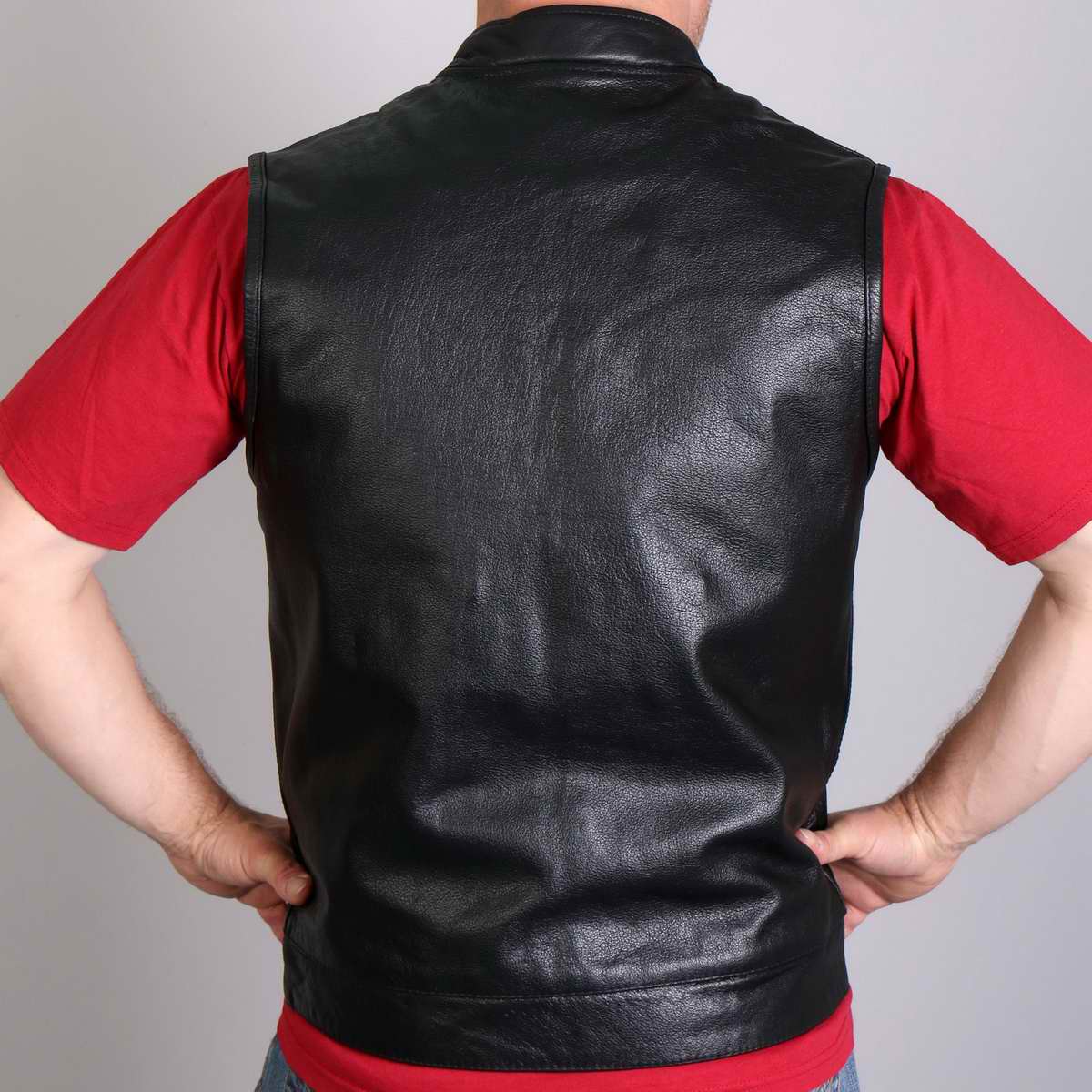 Hot Leathers VSM1018 Men's Black '10 Pocket' Cowhide Leather Vest - Image 2