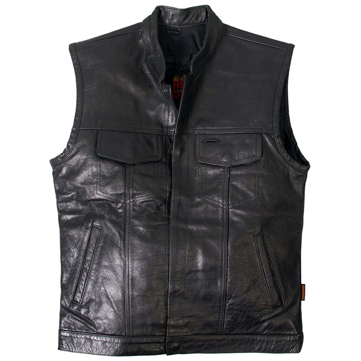 Hot Leathers VSM1018 Men's Black '10 Pocket' Cowhide Leather Vest - Image 4